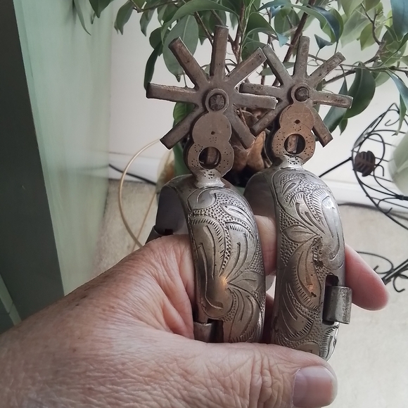 Vintage Silver and Brown Men's Spurs, 2 Pair - Picture 12 of 13